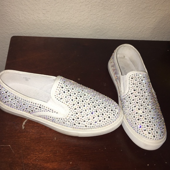 jeweled slip on sneakers
